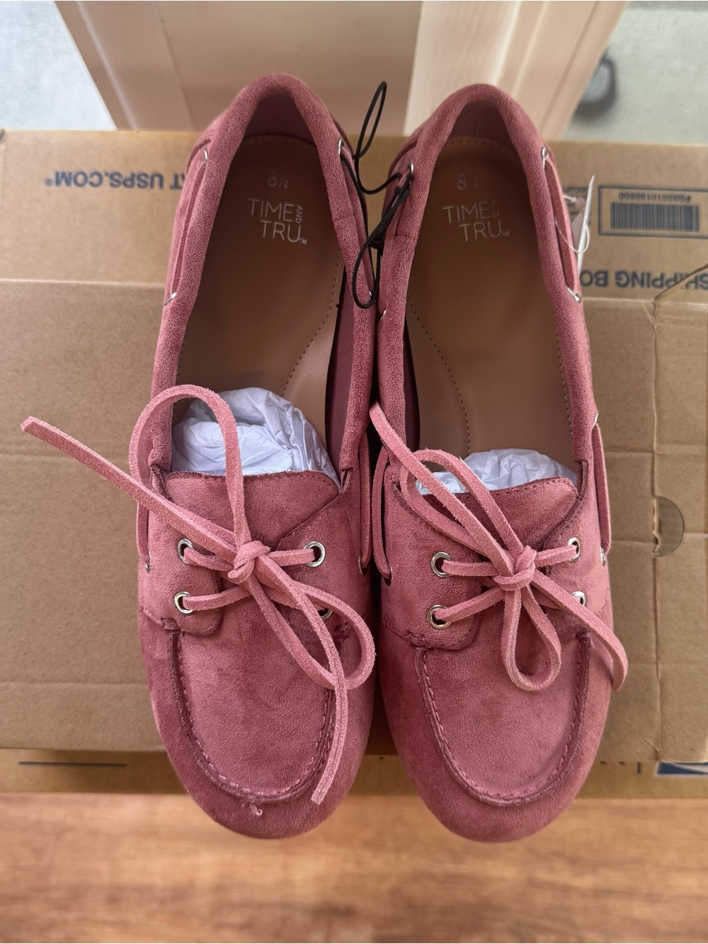 Time and Tru Women's Pink Boat Shoes Memory Foam Slip On Deck Loafers 8.5 Medium - Picture 3 of 14